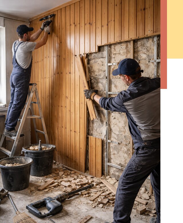 Демонтаж вагонки со стен в Нововоронеже от 1467 руб. — снятие, удаление, срочно | ОТДЕЛОЧНИК-Нвв