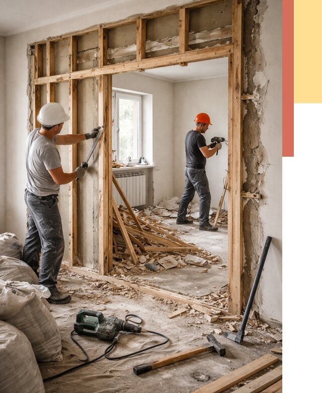 Демонтаж деревянных перегородок в Нововоронеже от 3238 руб. — быстро и недорого | ОТДЕЛОЧНИК-Нвв