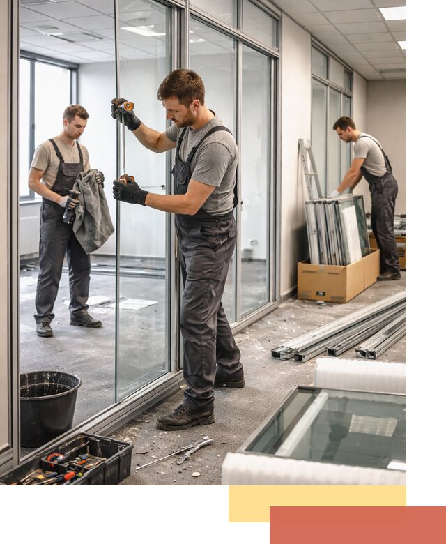 Демонтаж стеклянных перегородок в Нововоронеже быстро и безопасно