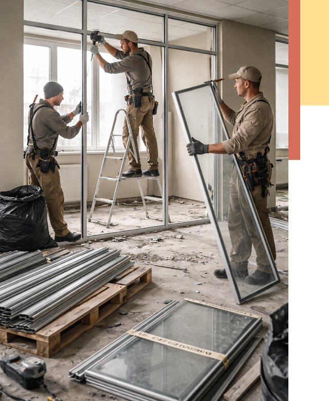 Демонтаж алюминиевых перегородок в Нововоронеже от 4250 руб. — быстро и недорого | ОТДЕЛОЧНИК-Нвв