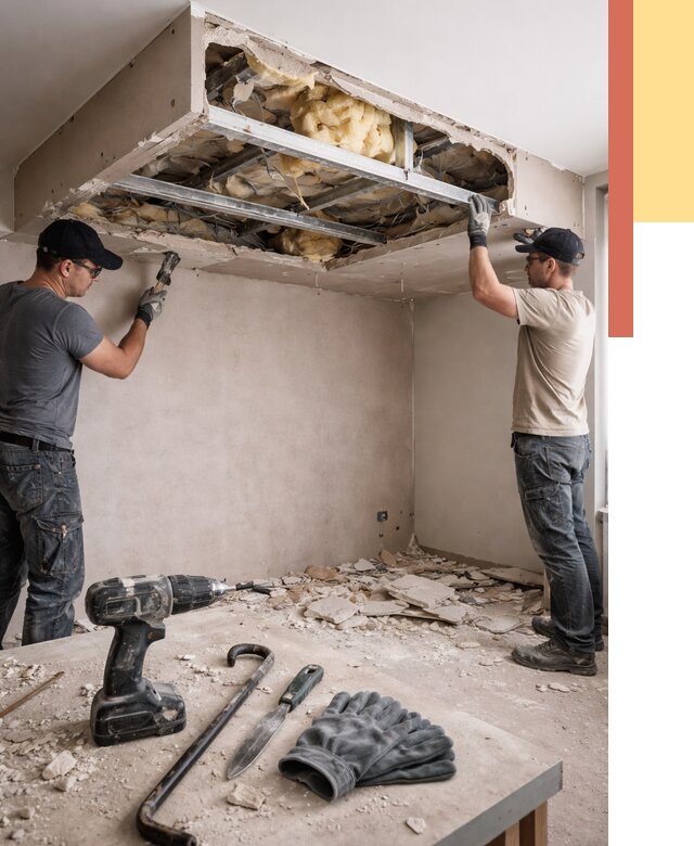 Демонтаж короба из гипсокартона в Нововоронеже от 1538 руб. — быстро и недорого | ОТДЕЛОЧНИК-Нвв