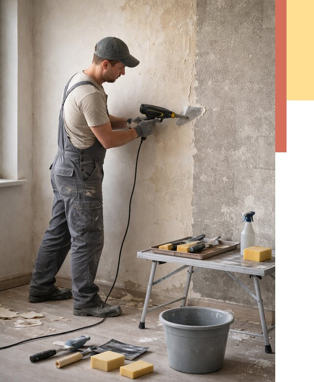 Очистка стен от клея в Нововоронеже от 1872 руб. — снятие и удаление клея со стен | ОТДЕЛОЧНИК-Нвв