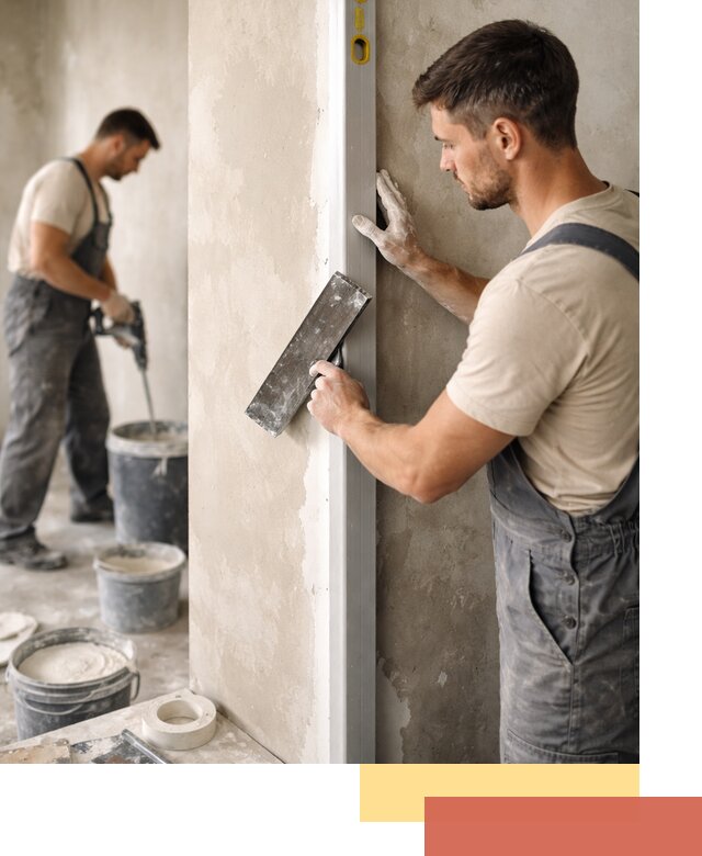 Выведение углов стен в Нововоронеже: монтаж и оштукатуривание