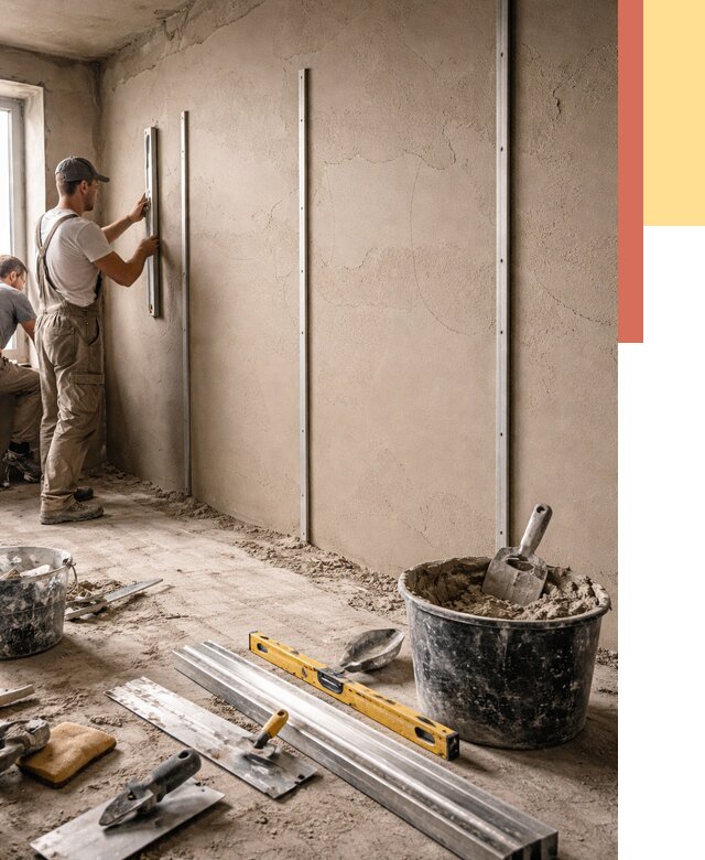 Штукатурка стен по маякам в Нововоронеже от 5566 руб./м² — выравнивание под ключ | ОТДЕЛОЧНИК-Нвв