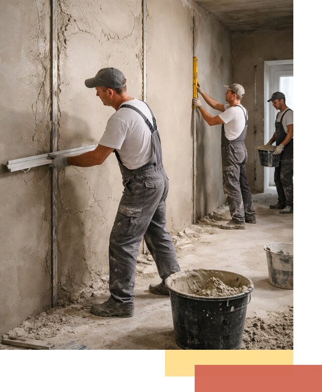 Штукатурка стен по маякам в Нововоронеже — точная и ровная поверхность