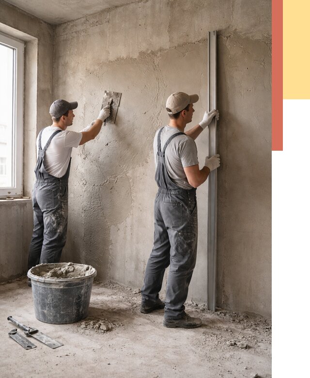 Штукатурка бетонных стен в Нововоронеже от 4554 руб/м² — качественно и быстро | ОТДЕЛОЧНИК-Нвв