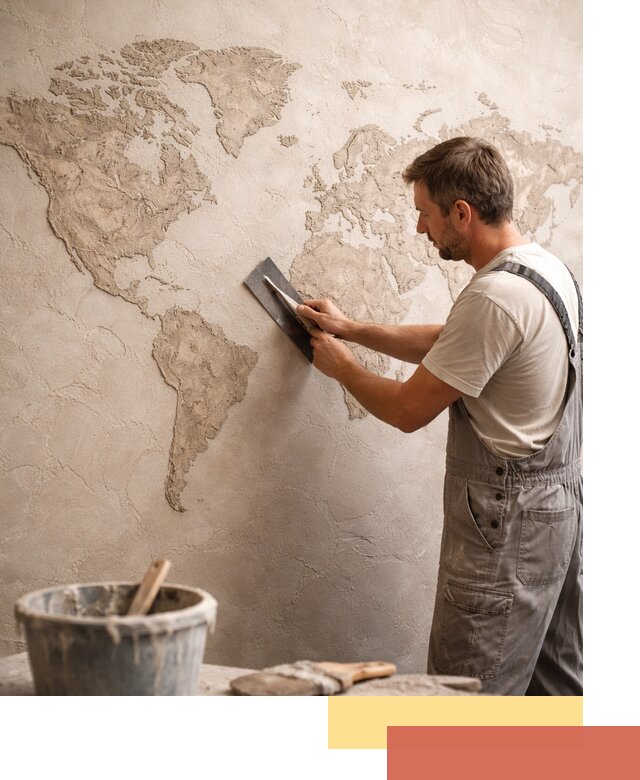 Декоративная штукатурка «Карта мира» под ключ в Нововоронеже