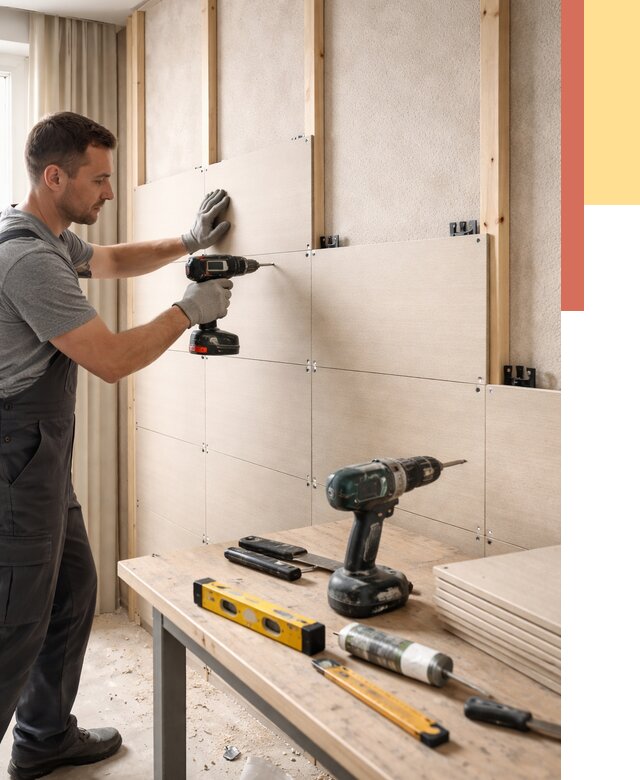 Монтаж МДФ панелей на стены в Нововоронеже от 1265 руб. под ключ | ОТДЕЛОЧНИК-Нвв