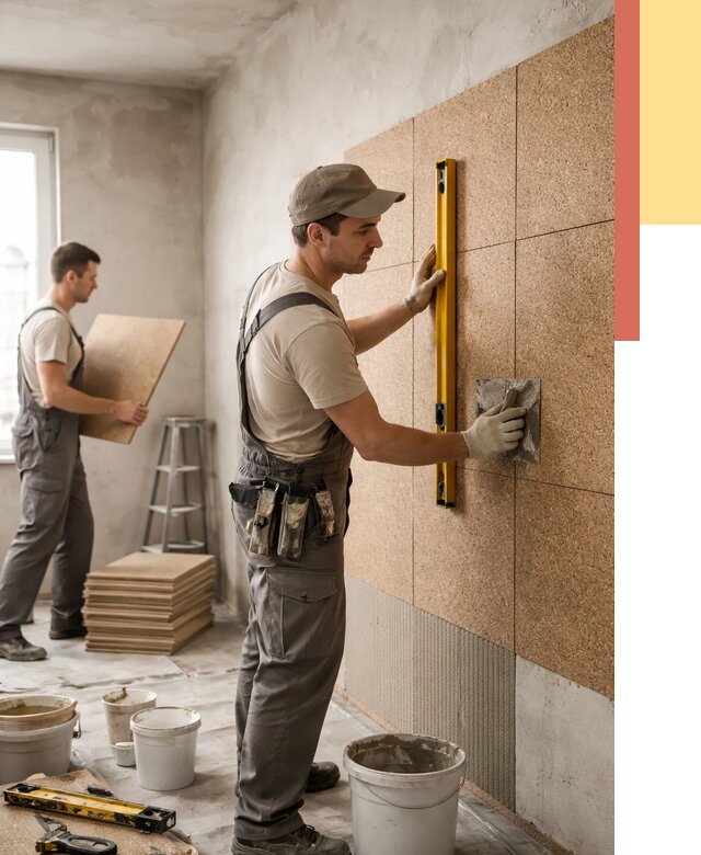 Монтаж пробковых панелей на стены в Нововоронеже от 3542 руб. — ОТДЕЛОЧНИК-Нвв