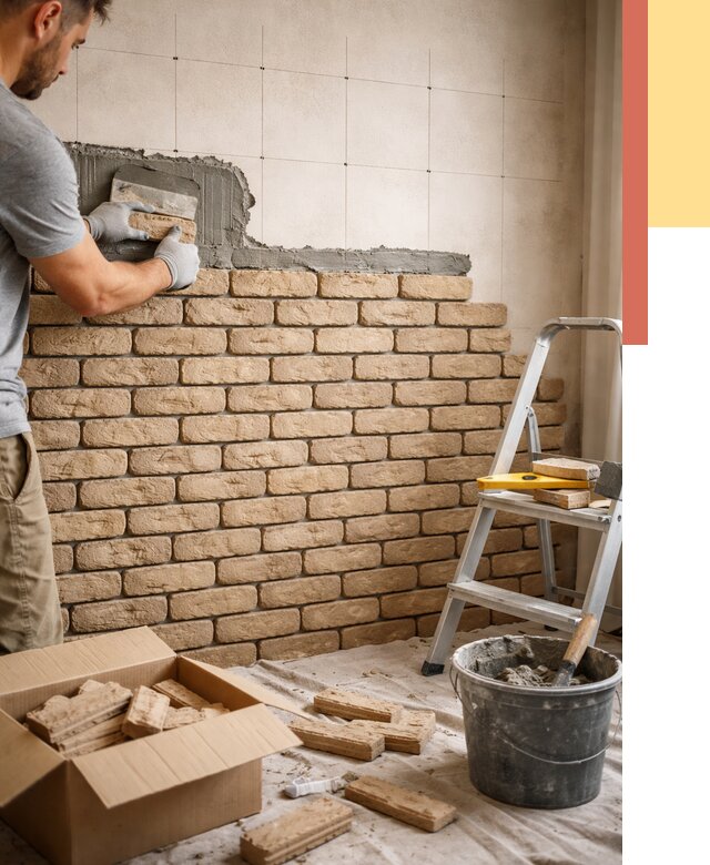 Монтаж декоративного кирпича в Нововоронеже от 3238 руб./м² — быстро и недорого | ОТДЕЛОЧНИК-Нвв