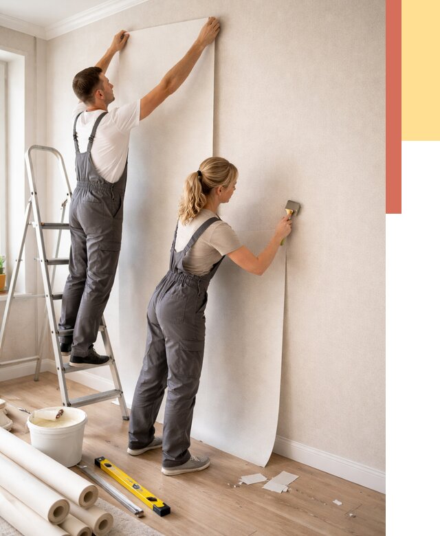 Поклейка флизелиновых обоев в Нововоронеже от 6072 руб. | Быстро и недорого — ОТДЕЛОЧНИК-Нвв