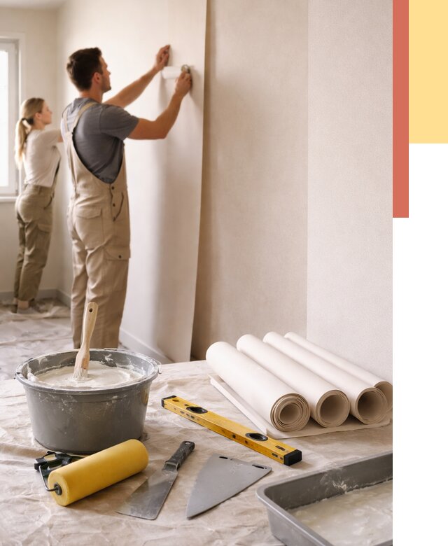 Поклейка бумажных обоев в Нововоронеже от 5566 руб./м2 — быстро и недорого | ОТДЕЛОЧНИК-Нвв