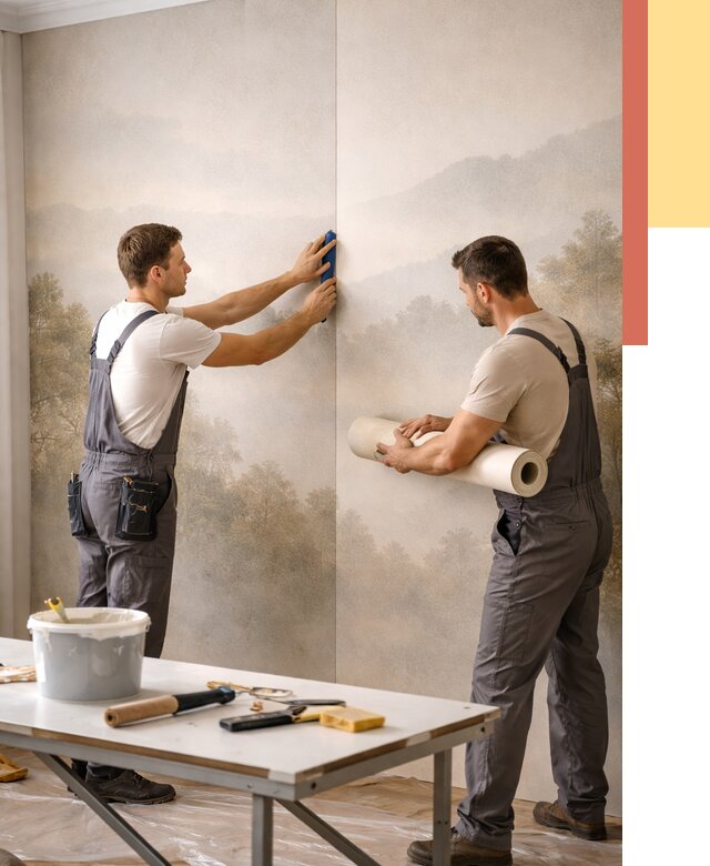 Поклейка фотообоев в Нововоронеже от 8602 руб/м² — быстро и недорого | ОТДЕЛОЧНИК-Нвв