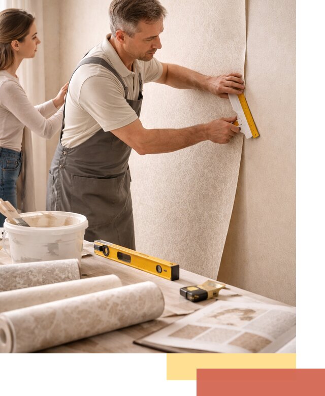 Поклейка обоев с подбором рисунка в Нововоронеже