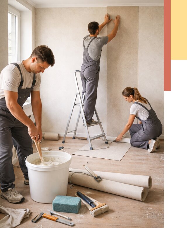 Оклейка стен обоями в Нововоронеже от 3542 руб/м2 — быстро и недорого | ОТДЕЛОЧНИК-Нвв