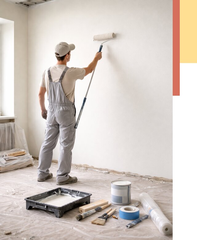 Покраска стен водоэмульсионной краской в Нововоронеже от 455 руб. за м² | ОТДЕЛОЧНИК-Нвв