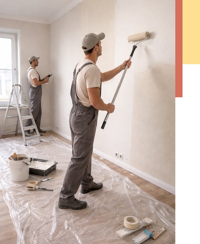 Покраска стен акриловой краской в Нововоронеже от 3542 руб./м² — быстро и недорого | ОТДЕЛОЧНИК-Нвв