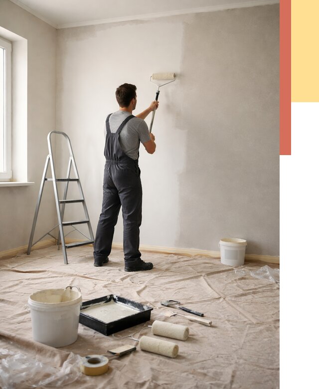 Покраска стен моющейся краской в Нововоронеже от 354 руб./м² — быстро и недорого | ОТДЕЛОЧНИК-Нвв