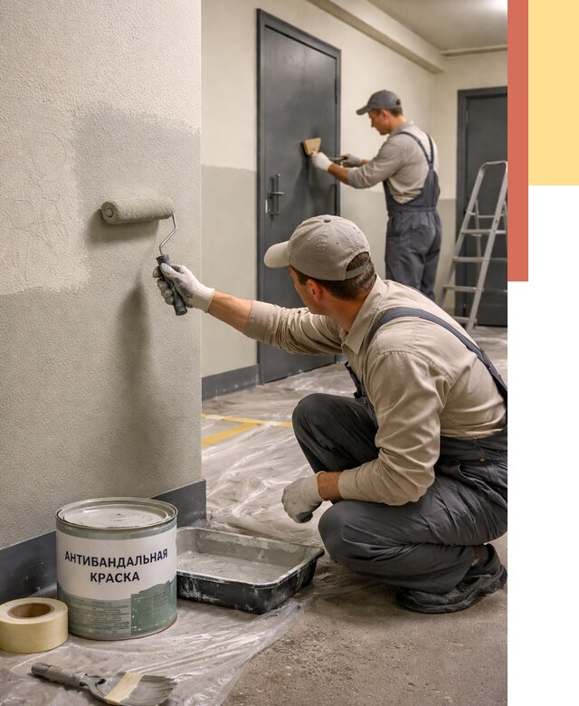 Покраска стен антивандальной краской в Нововоронеже от 4554 руб./м² под ключ | ОТДЕЛОЧНИК-Нвв