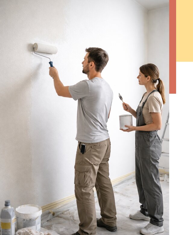 Окраска стен по стеклохолсту в Нововоронеже от 4554 руб/м² под ключ | ОТДЕЛОЧНИК-Нвв