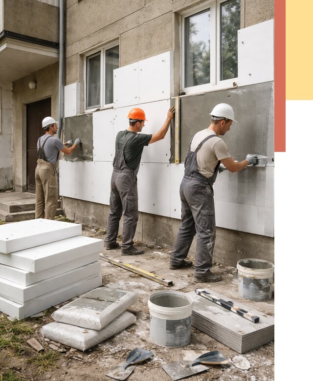 Утепление стен пенопластом в Нововоронеже от 1771 руб. — недорого и под ключ | ОТДЕЛОЧНИК-Нвв