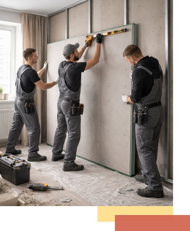 Шумоизоляция стен панелями ЗИПС в Нововоронеже для жилых и коммерческих помещений