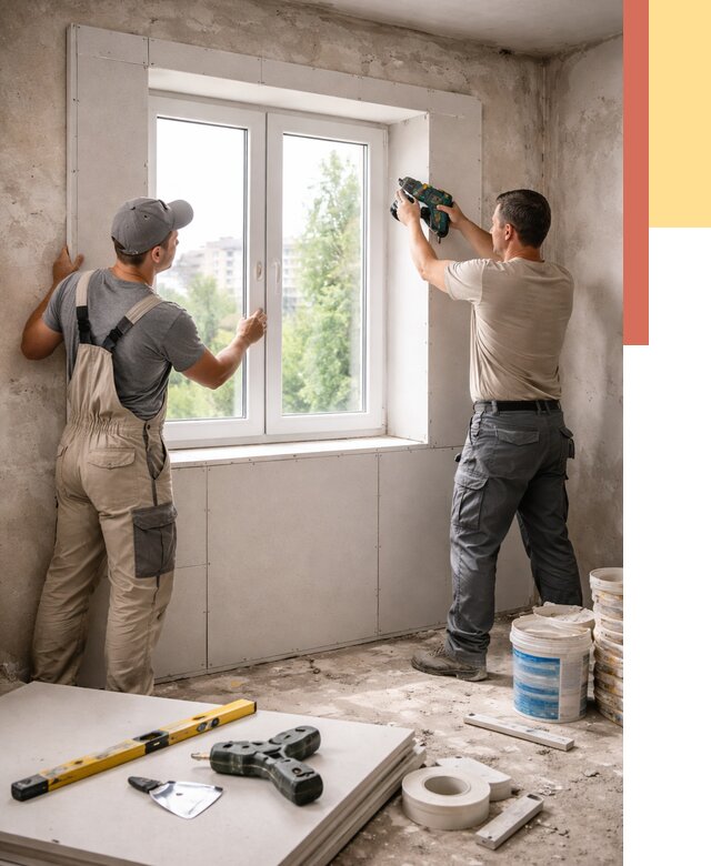 Монтаж откосов из гипсокартона в Нововоронеже от 4554 руб. под ключ | ОТДЕЛОЧНИК-Нвв