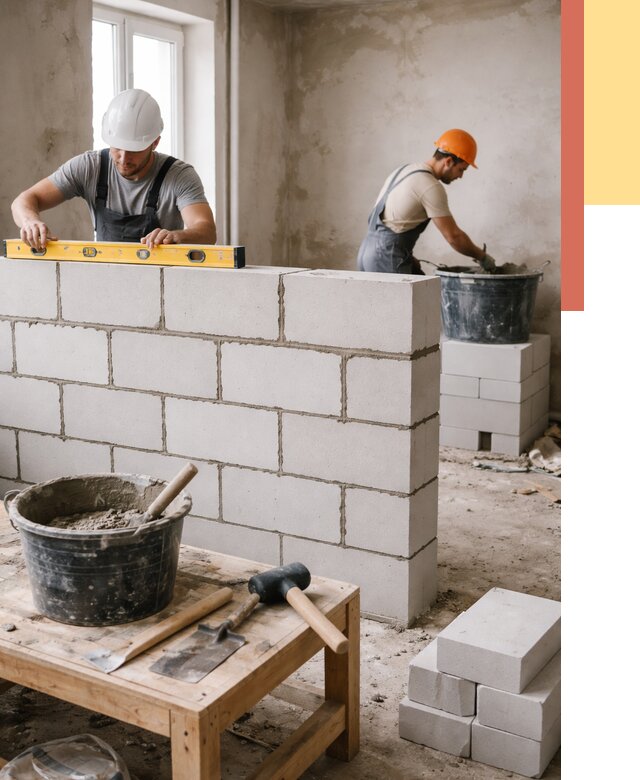 Кладка перегородок из газобетона в Нововоронеже от 3238 руб. под ключ | ОТДЕЛОЧНИК-Нвв