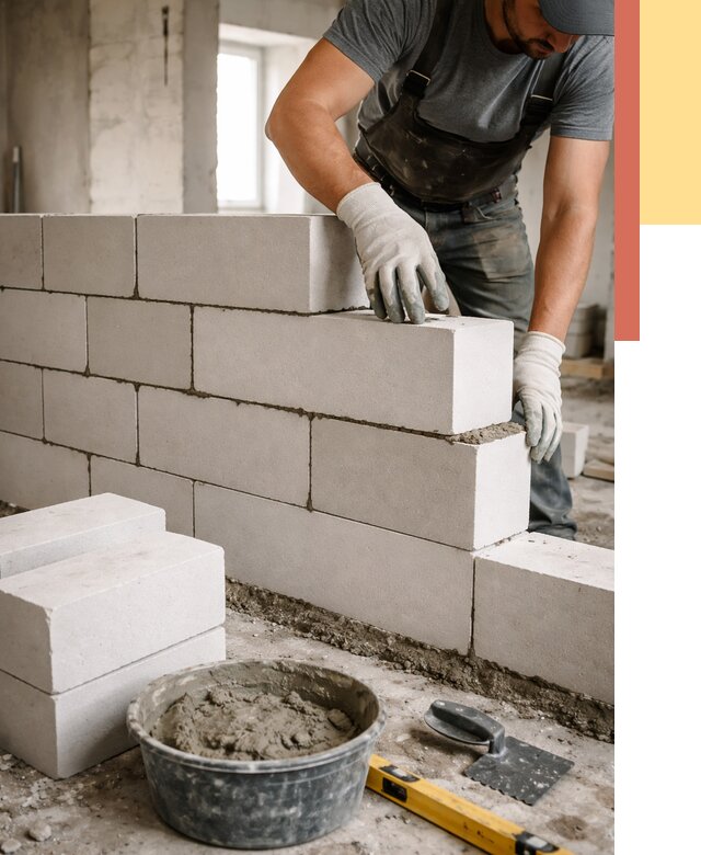 Кладка перегородок из силикатного блока в Нововоронеже от 4048 руб. под ключ | ОТДЕЛОЧНИК-Нвв