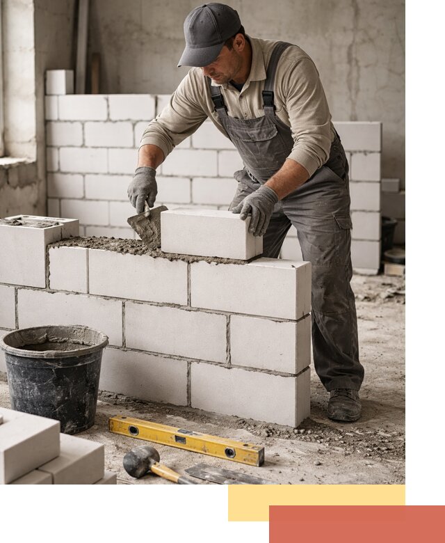 Кладка перегородок из силикатного блока в Нововоронеже