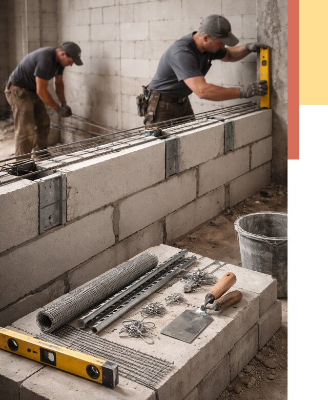 Армирование кладки перегородок в Нововоронеже от 759 руб. под ключ | ОТДЕЛОЧНИК-Нвв