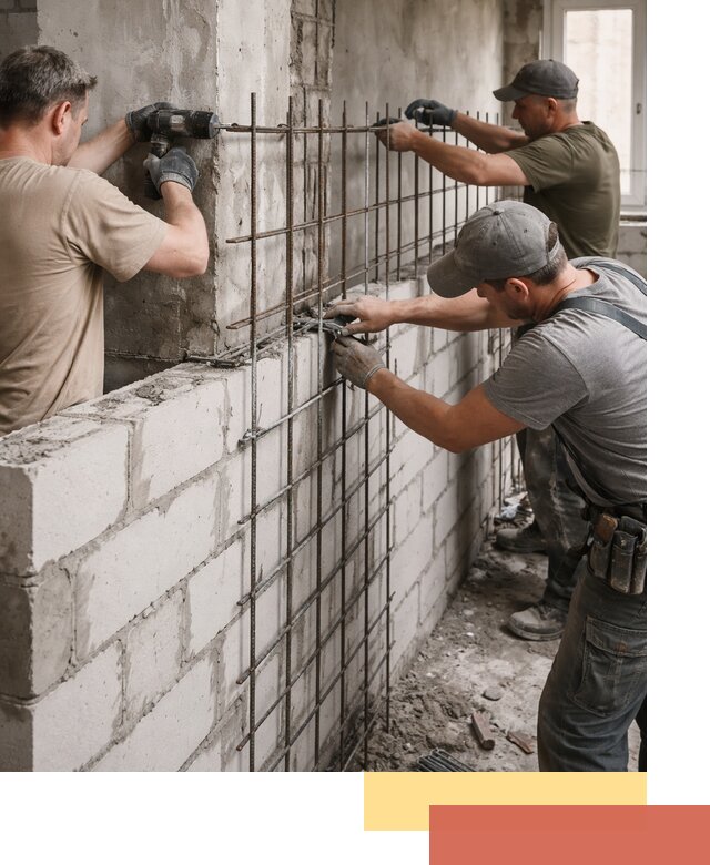 Армирование кладки перегородок в Нововоронеже профессионально и надёжно
