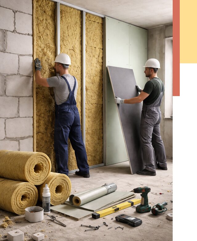 Шумоизоляция перегородок из блоков в Нововоронеже от 1872 руб./м² — быстро и недорого | ОТДЕЛОЧНИК-Нвв