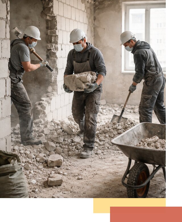 Демонтаж блочных перегородок в Нововоронеже быстро и аккуратно