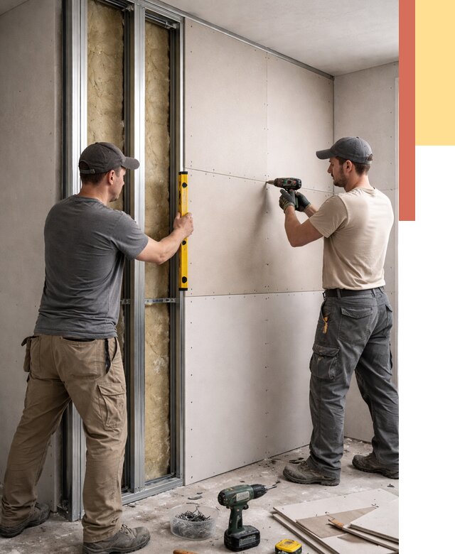 Монтаж двухслойной перегородки из гипсокартона в Нововоронеже от 1467 руб. | ОТДЕЛОЧНИК-Нвв