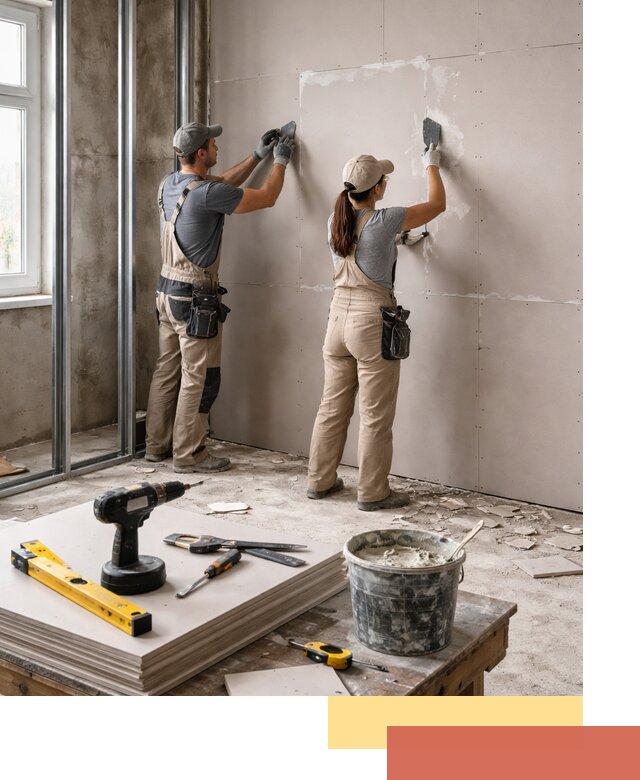 Монтаж двухслойной перегородки из гипсокартона в Нововоронеже