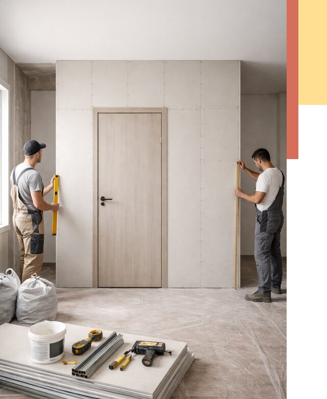 Перегородка из гипсокартона с дверью в Нововоронеже от 4554 руб. под ключ | ОТДЕЛОЧНИК-Нвв