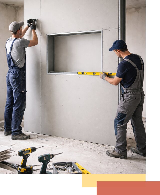 Перегородка из гипсокартона с нишей под декор в Нововоронеже