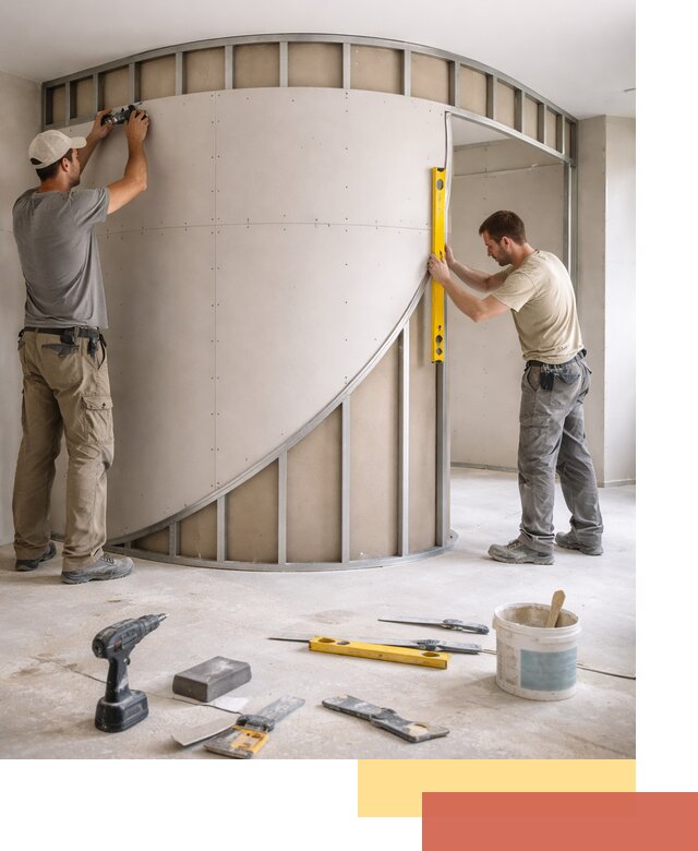 Радиусная перегородка из гипсокартона в Нововоронеже под ключ