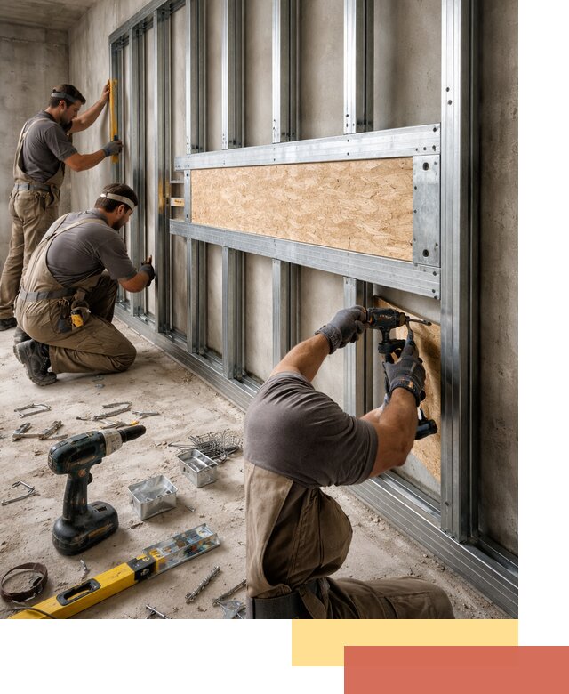 Усиленная перегородка для крепления тяжёлых конструкций в Нововоронеже