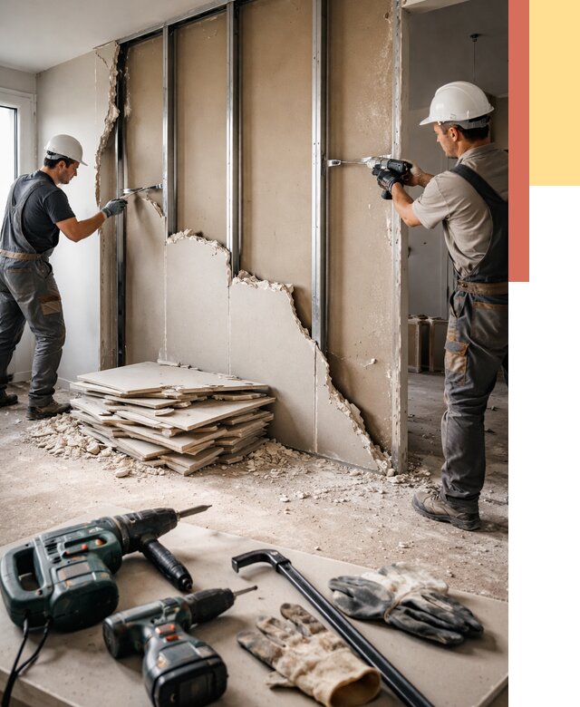 Демонтаж перегородки из гипсокартона в Нововоронеже от 1214 руб. быстро и недорого | ОТДЕЛОЧНИК-Нвв