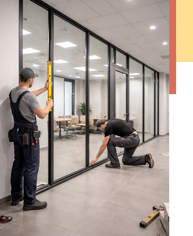 Каркасные стеклянные перегородки в Нововоронеже под ключ от 9310 руб. | ОТДЕЛОЧНИК-Нвв