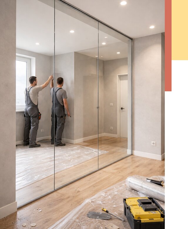 Безрамные стеклянные перегородки в Нововоронеже — монтаж от 9614 руб. | ОТДЕЛОЧНИК-Нвв