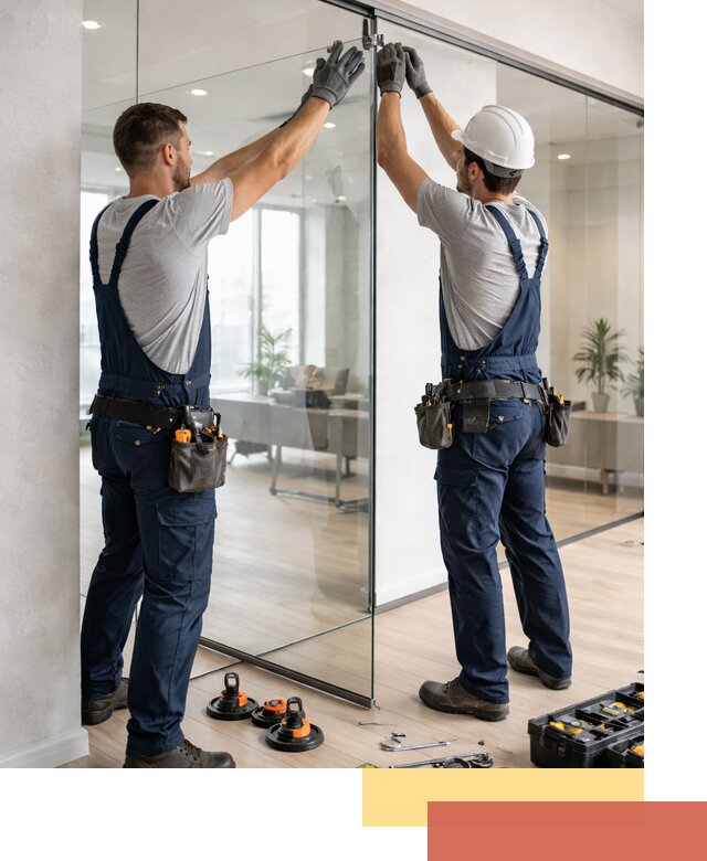 Безрамные стеклянные перегородки под ключ в Нововоронеже