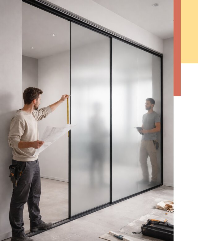 Матовые стеклянные перегородки в Нововоронеже от 8602 руб. — монтаж и установка | ОТДЕЛОЧНИК-Нвв