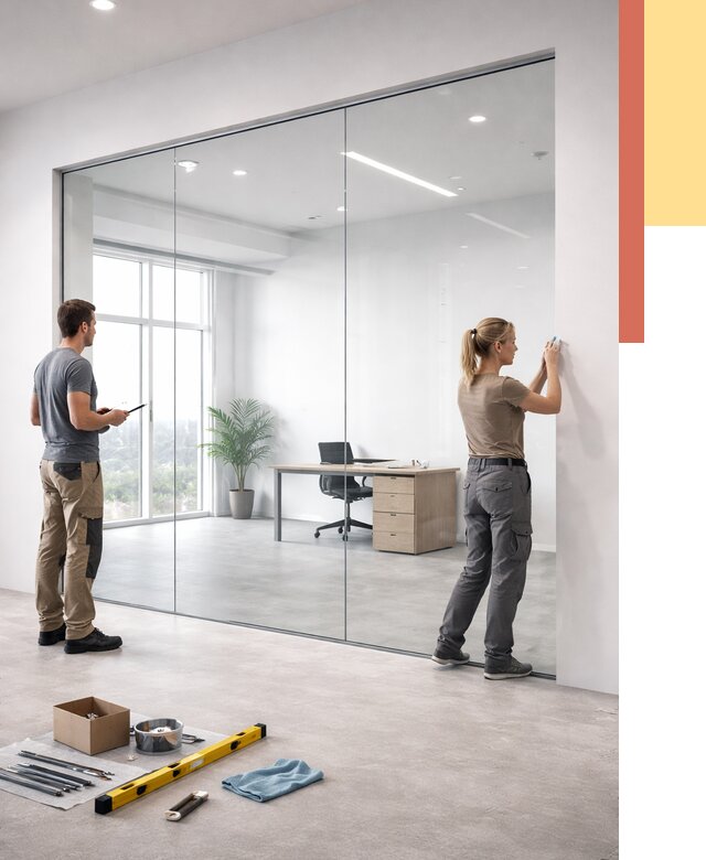 Перегородки из закаленного стекла в Нововоронеже от 9614 руб. под ключ | ОТДЕЛОЧНИК-Нвв