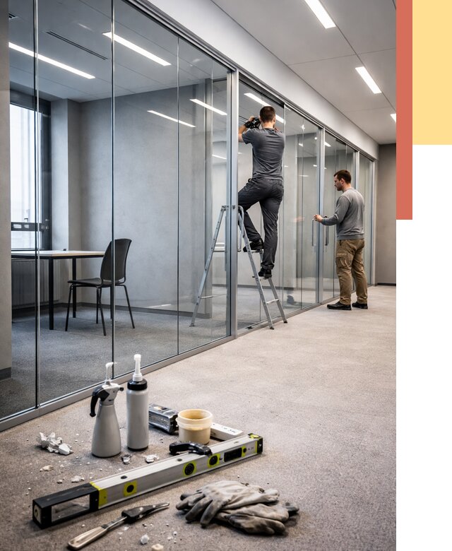 Стеклянные офисные перегородки в Нововоронеже от 8602 руб. — монтаж и установка | ОТДЕЛОЧНИК-Нвв