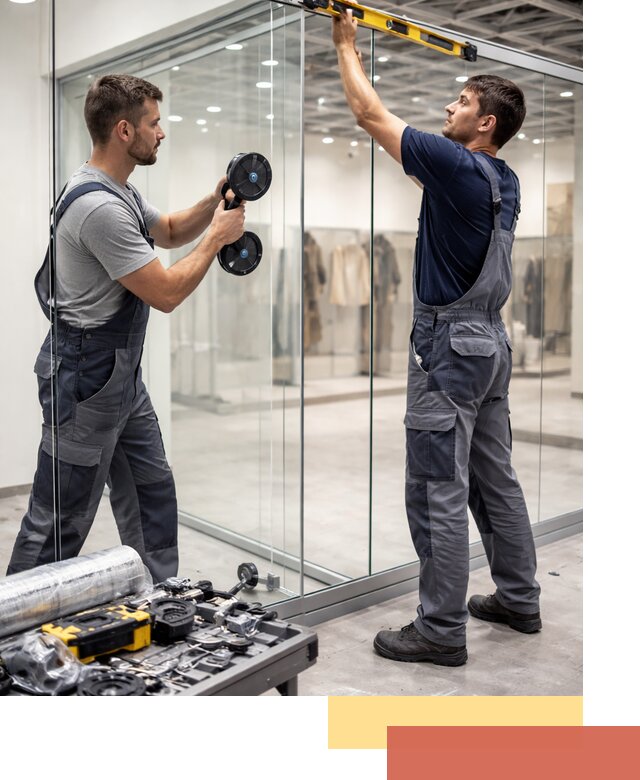 Стеклянные перегородки для магазинов в Нововоронеже — монтаж и установка