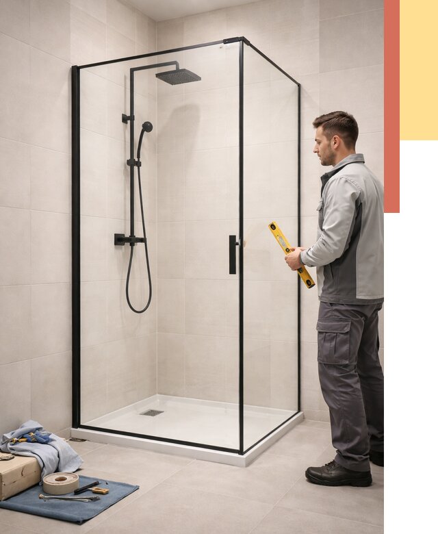 Стеклянные перегородки для душа в Нововоронеже от 12650 руб. | Монтаж под ключ — ОТДЕЛОЧНИК-Нвв