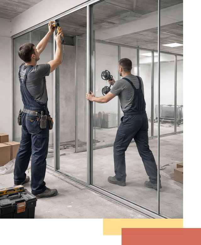 Алюминиевые перегородки со стеклом в Нововоронеже — изготовление и монтаж